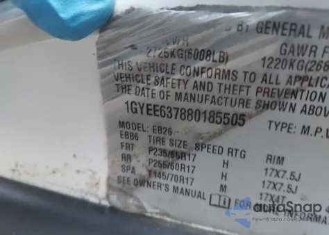 2008 Cadillac Srx V6 from USA, damaged, VIN 1GYEE637880185505